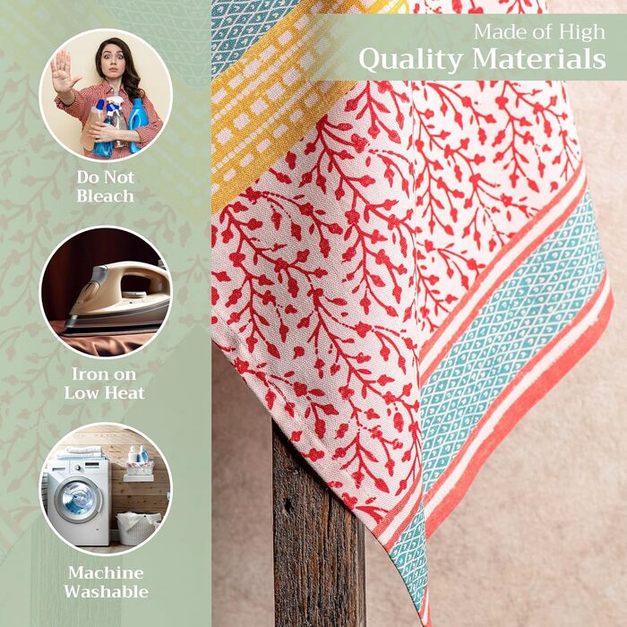 Maison d'Hermine Marquise 100% Cotton Set of 3 Multi-Purpose Kitchen Towels Soft, absorbent dish towels | Dish towels | Bar towels | Spring/Summer (50 cm X 70 cm)