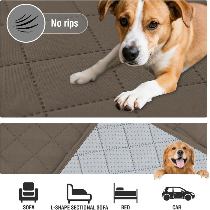 Водонепроникний килимок для собак середніх порід - килимок для собак, що можна прати, захист дивану від собак, котячий килимок, пухнастий та м'який, захисний килимок для дивану, колір: тауп, розмір 77 x 178 см