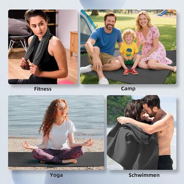 Набір з 3 рушників з мікрофібри: великий (180x80 см) та 2 маленькі (80x40 см). Швидковисихаючі рушники з мікрофібри для спорту, пляжу, ванни та подорожей (темно-сірий)