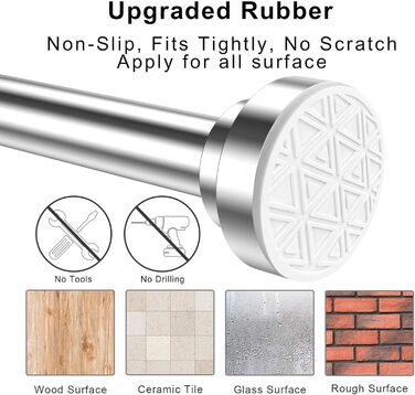 Труба для шторки у ванну/душ, телескопічна, без свердління, 60-290 см (срібляста)