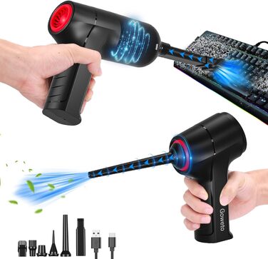 Електричний пилосос для повітря - 500W, 5.74oz, комплект для чищення ПК, ноутбука, авто, офісних пристроїв (чорний)