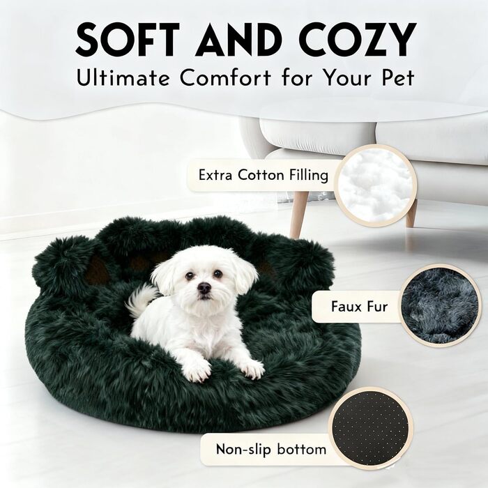 М'яке ліжко для собак та котів з дизайном ведмежих лапок, 50 см, сірого кольору. Зручне та тепле місце для сну маленьких та середніх собак, котів та кроликів. Легко миється.