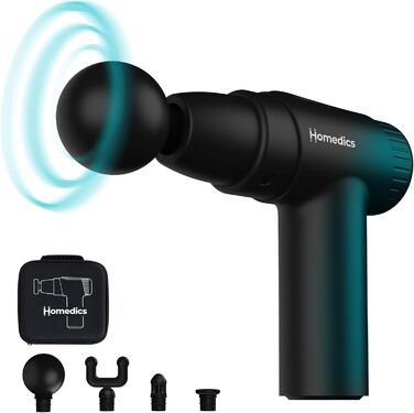 Масажер Homedics NOVO Mini - компактний електричний масажер для рук з 4 насадками та 6 рівнями інтенсивності, чорний