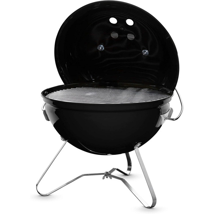 Портативний вугільний гриль Weber Smokey Joe Premium, 37 см, чорний, порцелянове емальоване покриття, зручна ручка для перенесення, для барбекю