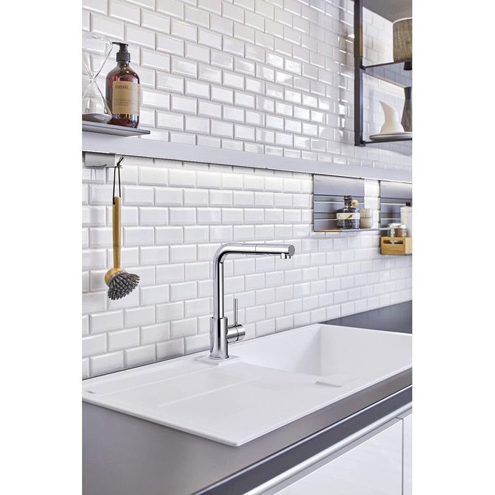 Кухонний змішувач BLANCO MILA з висувним виливом, високий тиск, керамічна картридж, запобіжник зворотного потоку, хромований, 25.5x10.5x27 см