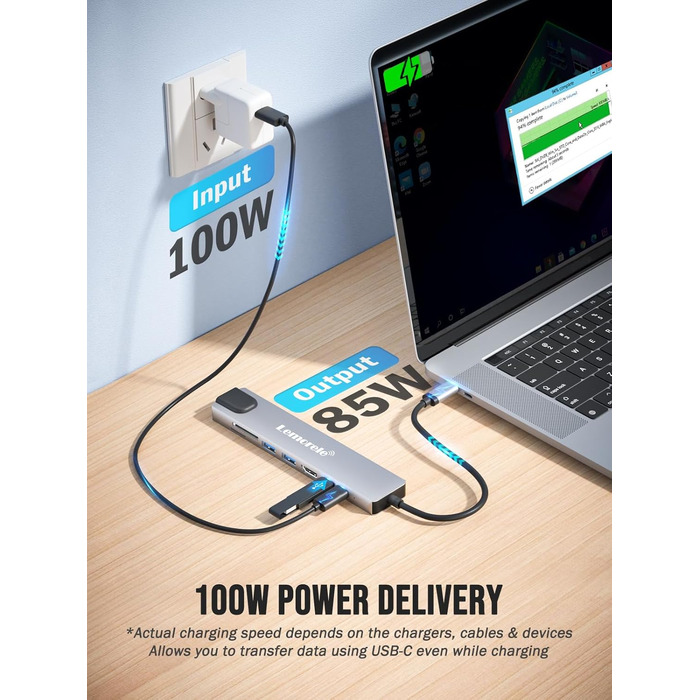 Lemorele Док-станція 12-в-1 з USB-C: 10Gbps, Dual 4K HDMI, VGA, USB 3.1/2.0, 100W PD, SD/TF, Audio - для Windows, MacBook, Dell