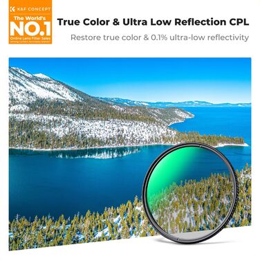 Фільтр K&F Concept 2-в-1 46mm: поляризаційний фільтр True Color та фільтр з ультра-низьким відбиттям, оптичне скло з багатошаровим покриттям Nano-Xcel