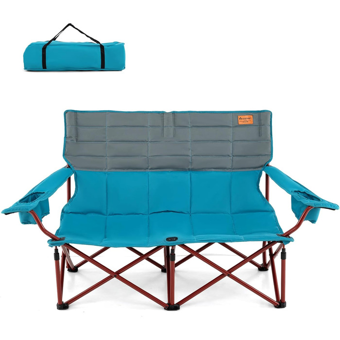 Крісло для кемпінгу Costway: складане, з регульованими підлокітниками, тримачами для напоїв та сумкою, вантажопідйомність 272 кг, для відпочинку, риболовлі, пікніків (зелене, блакитне)