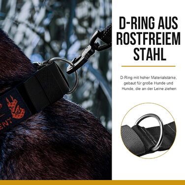 Нашийник для собак OneTigris 5 см з ручкою та патчем, чорний, великий, L