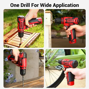 Акумуляторна дриль-шуруповерт DEKO 12V: набір інструментів 238 шт. з акумулятором для дому, ремонту та рукоділля (червоний)