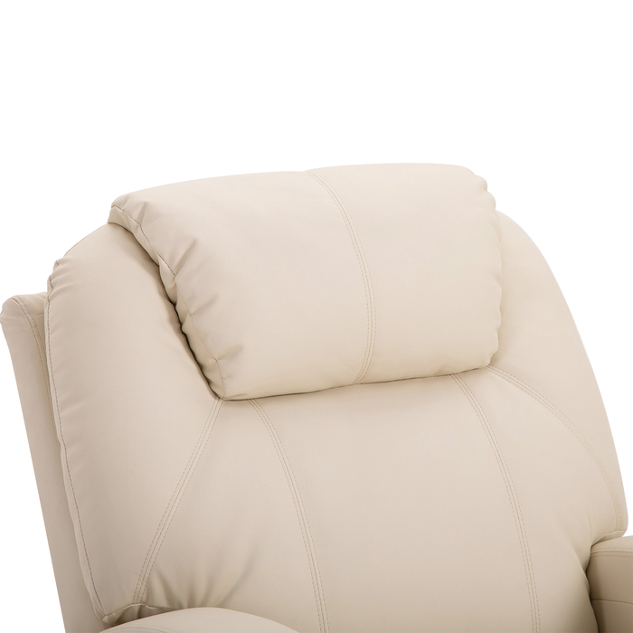 HOMCOM Electric Recliner Chair, TV Chair, Massage Chair, Massage Function, Reclining Function, Faux Leather, Beige, 82 x 97 x 110 cm | Aosom