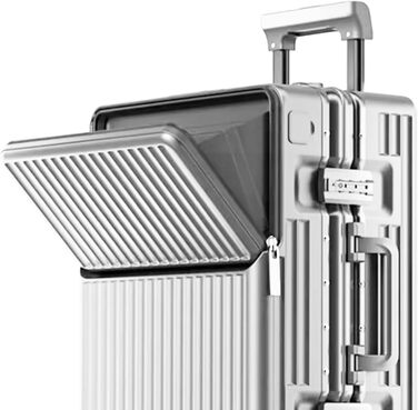 Чемодан ручної поклажі для весни/літа, сертифікований для авіаперевезень, з TSA-замком, 360° колесами, PC-корпусом та міцним алюмінієвим каркасом, підходить для розмірів 20'', 24'' та 26''. (20'', Срібло) Срібло 20‘’