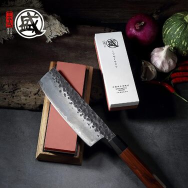 Точило для ножів MITSUMOTO SAKARI, професійна кухня, 1000/3000 грінь, точило, камінь, антиковзаюча бамбукова підставка