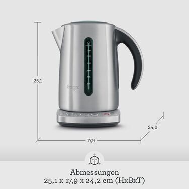 Електричний чайник Sage Smart Kettle з нержавіючої сталі - 1,7л, швидке кип'ятіння, 5 режимів, підтримання тепла, 360° обертання