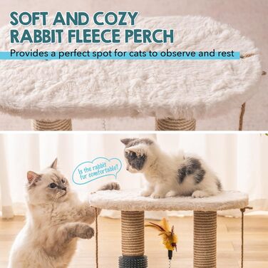 MEWOOFUN 2-Layer Rotating Kitten Toy Cat Toy Self-Entertainment - Cat Toy Roller for Indoor Cats with Natural Sisal Scratcher Cat Self-Care, (white)