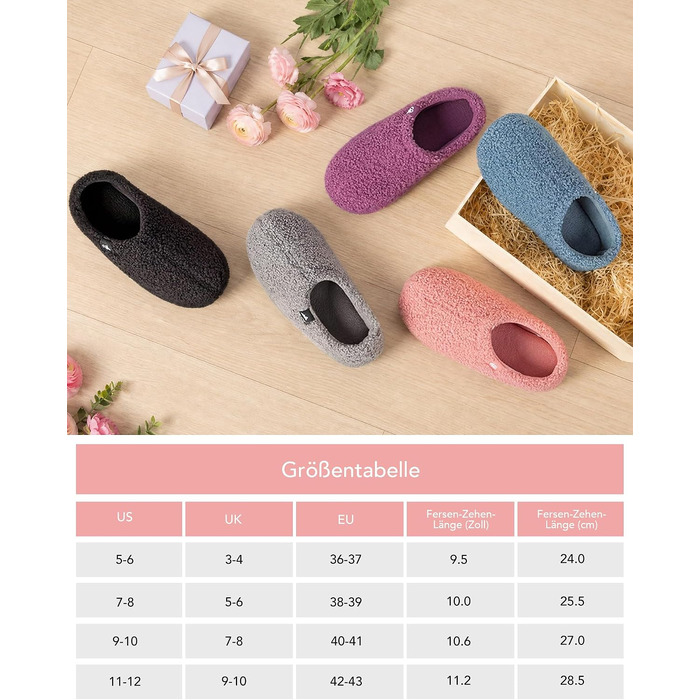 Жіночі фетрові капці VeraCosy з ефектом пам'яті (Memory Foam) та флісовою підкладкою, закрита п'ята, сірі, розмір 38/39 EU
