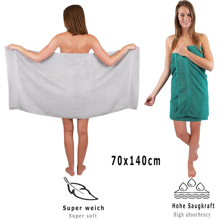 Набір рушників Betz 10 предметів, преміум якість, 100% бавовна, сірий та сріблястий (смарагдово-зелений та сріблястий)