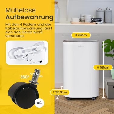 Електричний осушувач повітря Cosi Home - 25 л/добу, з датчиком вологості, таймером, для захисту від вологи та плісняви