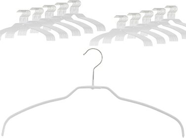 MAWA Clothes Hangers Light, Set of 100 space-saving and non-slip hangers, ideal for shirts and blouses, with 360° rotating hook and non-slip coating, 42 cm, White