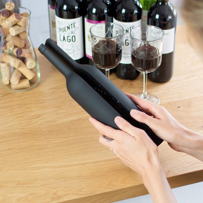 Набір для відкривання вин 5 предметів - дизайн винних пляшок, чорний колір - аксесуари для вина з різаком для фольги, штопор, виливає, кільце від бризок, нержавіючі кришки