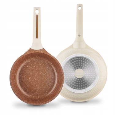 Набір сковорідок Starke Pro Texture Creamy для індукційних та газових плит, кремовий колір, 20/24/28 см