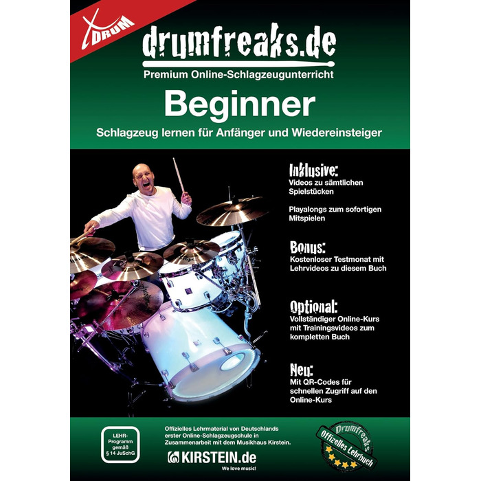XDrum Rookie – комплект барабанів (22' бас-барабан, 12', 13', 16' томи, 14' малого барабана, тарілки хай-хет 14' та крэш-райди 16', навчальний посібник та комплект демпферів)