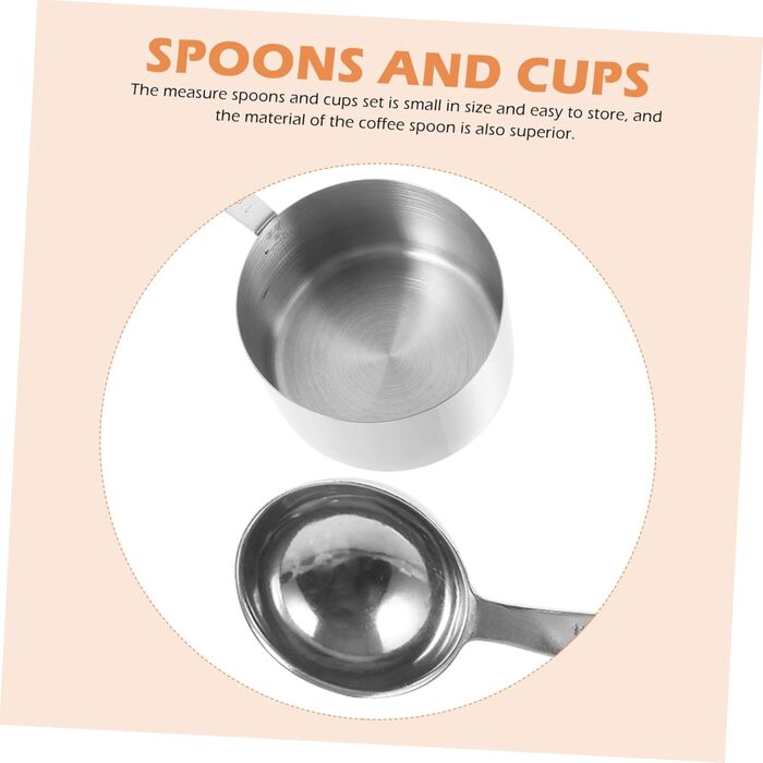Cabilock 2-Piece Stainless Steel Measuring Spoons Collapsible Measuring Cups Gadgets Adjustable Batter Measuring Spoon Dispenser Dessert Cups with Lid Pantry Silica Gel