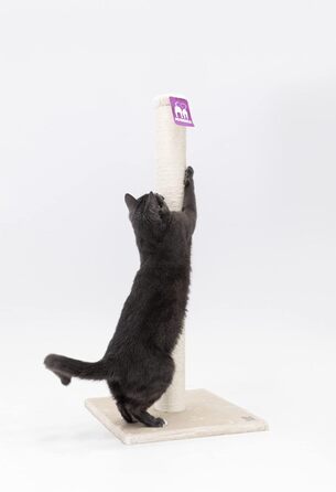 Petrebels Premium Quality Scratching Post Maine, 90 cm High, with Extra Stable Base Plate and Natural Sisal Post, 40 x 40 x 90 cm, Cream/Beige Color