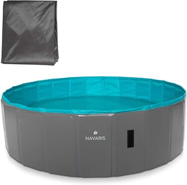 Navaris Dog Pool Splash Pool Foldable - Dog Pool made of Plastic - Agility Dog Toy - Dog Swimming Pool - Grey Petrol - Various Sizes