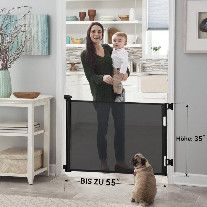 Захист для сходів Treppenschutzgitter: розтяжний захист для дітей та домашніх тварин, 0-140 см, чорний