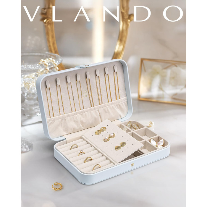 Скринька для прикрас Vlando Modern Middle, блакитна - органайзер для сережок, кілець, намист, браслетів