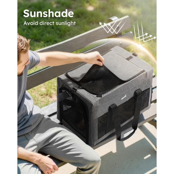 Транспортна сумка для котів Pecute Katzentasche - переноска для котів та маленьких собак, 47 x 33 x 30 см, сіра