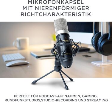 Мarantz Professional MPM1000 - XLR конденсаторний мікрофон з поп-фільтром, підвісом, штативом та XLR кабелем для дому/студії