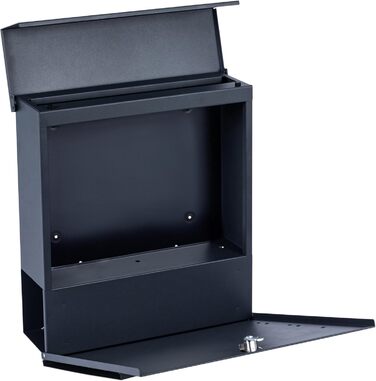 Поштова скринька Zelsius Wave з відділенням для преси, антрацит RAL 7016, з механізмом плавного закриття | Настінна або стійкова установка