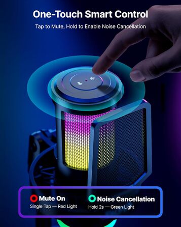 BOYA G30 USB Мікрофон для Ігор та Стрімінгу з RGB підсвіткою, шумозаглушенням, поп-фільтром. Конденсаторний мікрофон для ПК/PS4/PS5