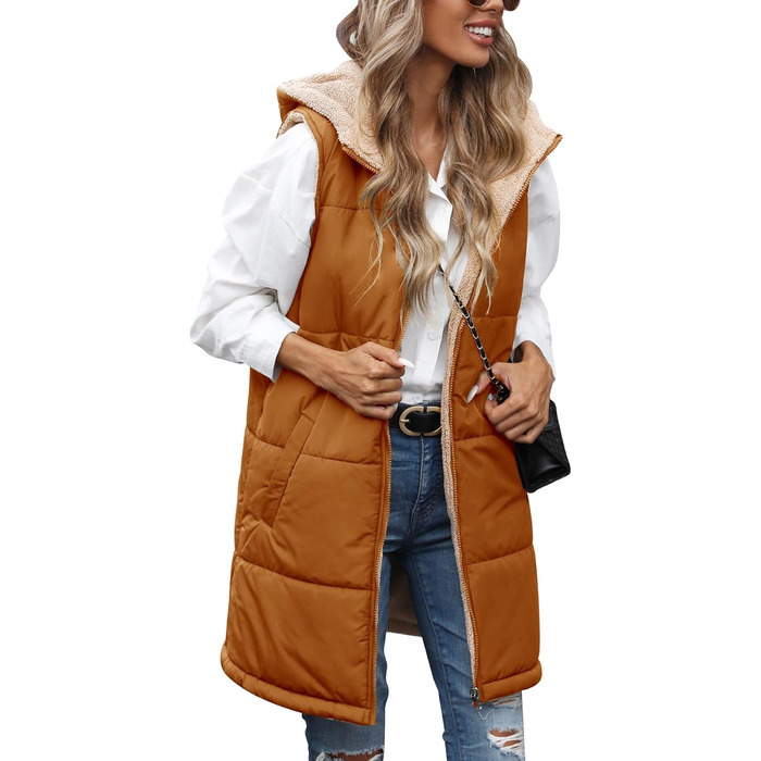 Жіноча тепла в'язана куртка з капюшоном Tuopuda, флісова підкладка, зимова куртка з капюшоном, тепла зимова куртка, повсякденна куртка з капюшоном, термо комір, блискавка, осінь/зима (світло-коричнева, S)