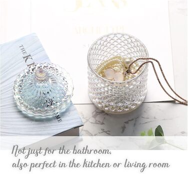 Контейнер для ватних паличок та дисків 2 шт. Прозорий скляний органайзер для ванної кімнати, туалетного столика. Підходить для ватних паличок, дисків, солі для ванни.