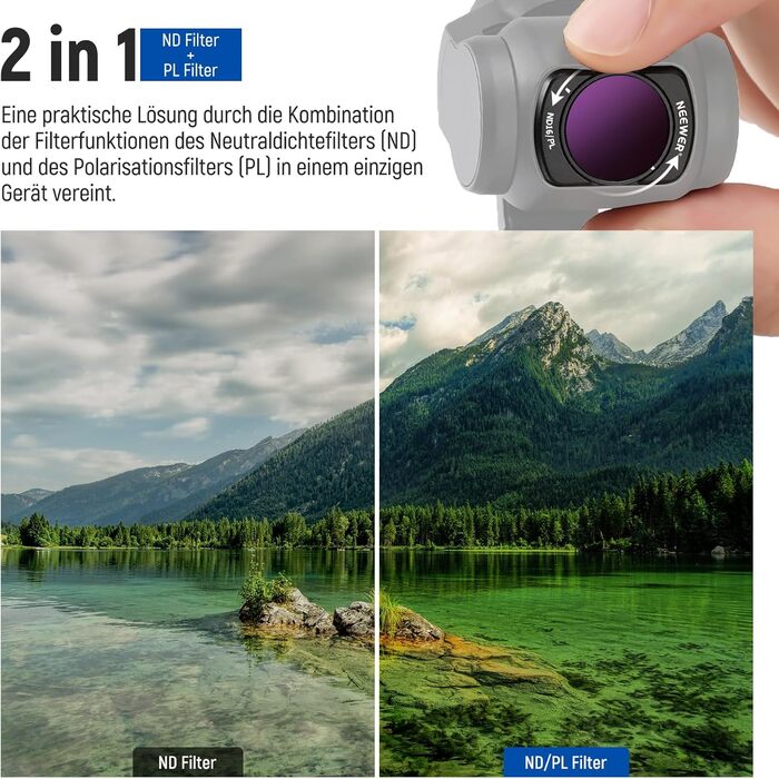 Набір фільтрів NEEWER CPL ND для DJI Osmo Pocket 3: CPL, ND16, ND64, ND256, з магнітним кріпленням, комплект з 14 фільтрів та 2 серветками