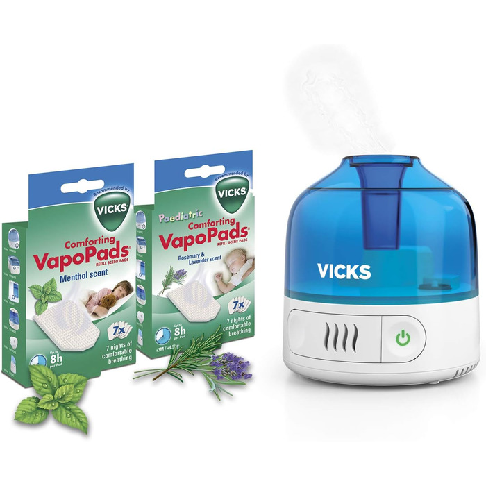 Зволожувач повітря Vicks Mini Cool Mist Ultraschall VUL525 - компактний, тихий, для сну, кашлю та застуди