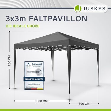 Juskys Pop-up Gazebo Vivara 3x3 m - Adjustable Height Pop-up Gazebo, UV50+ & Water-Resistant - Garden Tent with Bag - Party Tent for Garden - Grey