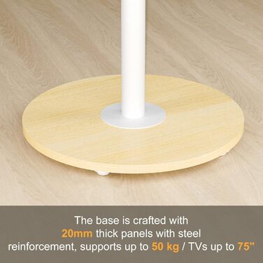 Підставка для телевізора Unho з коліщатками, регульована по висоті, для телевізорів 40-75 дюймів, VESA 600x400 мм, до 50 кг, біла