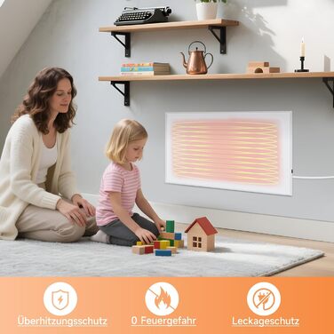 Інфрачервовий обігрівач Mursche 290W - електричний настінний обігрівач з захистом від перегріву для ванної кімнати