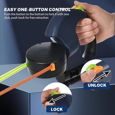 Висувна поводок для собак, 3 метри з LED-підсвіткою, подвійний поводок для 2 собак, обертання на 360°, без перекручування, з пакетами для вигулу, для собак до 50 кг, для тренувань та прогулянок (Чорний)