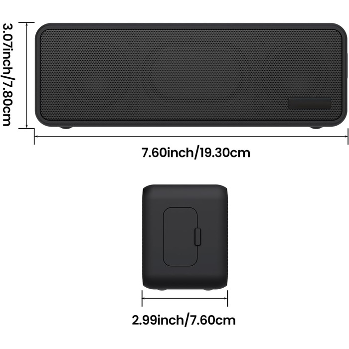 Портативна Bluetooth колонка Raymate з подвійним басом 20W, IPX7, TWS, 15 годин роботи, чорна