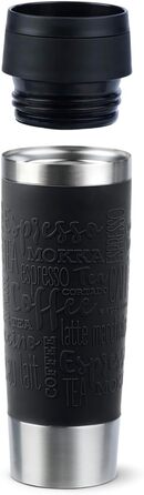 Термокружка Emsa N20220 Travel Mug Classic, 0.5 л, нержавіюча сталь, чорна, з кришкою Comfort-Verschluss, 6 год гаряча, 12 год холодна, 100% герметична, для подорожей