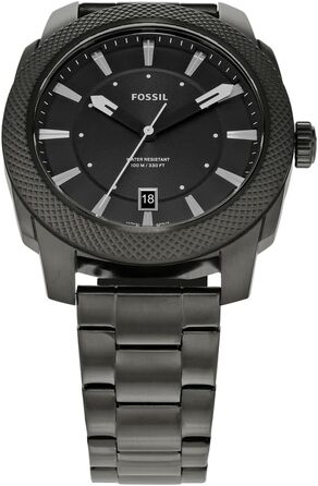 Годинник Fossil Machine для чоловіків: кварцовий, з датою, корпус 49 мм, чорний та темно-сірий, на сталевому або шкіряному ремінці