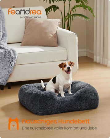 Ліжко для собак Feandrea, 71 x 55 x 18 см, м'яке лежання, корзина для собак, знятний чохол, антиковзаюча поверхня, Ombré сірий PGW271G01