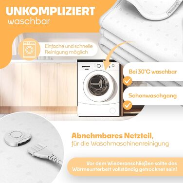 Електрична ковдра KESSER® з автовимкненням та пультом керування | Ковдра з 3 рівнями нагріву | Підігрівач для ліжка, матрацу | Тепла ковдра з м'якого флісу, білий колір - без візерунка (160 x 140 см)