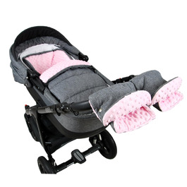 Зимовий конверт-муфта BABYLUX 90 см MINKY для коляски та автокрісла, сірий з рожевим, утеплений, з рукавицею