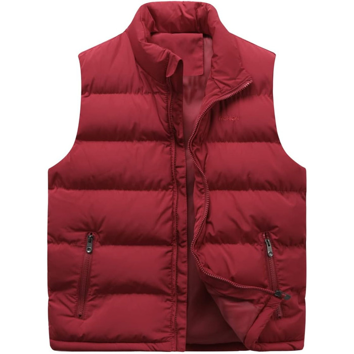 Степлед жилет для чоловіків Allthemen з коміром-стійкою. Легкий спортивний жилет для осені/зими. Червоний, XS